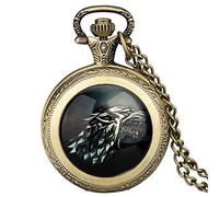 ADJAN Ascoltami ruggire leone/lupo/drago design di medie dimensioni orologio da tasca bronzo analogico steampunk collana ciondolo orologio anime per uomini donne, lupo