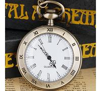 ADJAN Display analogico dell'orologio da tasca al quarzo del quadrante aperto con gli orologi a catena della collana unisex per le donne degli uomini, marrone