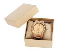 ADJAN Elegante orologio da polso da uomo semplice in legno, cinturino in legno pieno, orologi al quarzo per uomo, quadrante con numeri arabi, orologio, regalo per gli amici, orologio con scatola