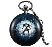 ADJAN Fatto a mano personalizzato nero Siamo tutti pazzi qui orologio da tasca al quarzo nero catena pendente regalo per uomini donne, teschio