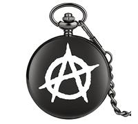 ADJAN Fatto a mano personalizzato nero Siamo tutti pazzi qui orologio da tasca al quarzo nero catena pendente regalo per uomini donne, un