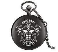 ADJAN Fatto a mano personalizzato nero Siamo tutti pazzi qui orologio da tasca al quarzo nero catena pendente regalo per uomini donne, Stonger