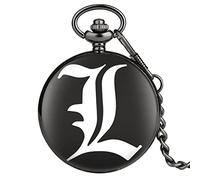 ADJAN Fatto a mano personalizzato nero Siamo tutti pazzi qui orologio da tasca al quarzo nero catena pendente regalo per uomini donne, nota