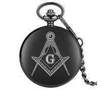 ADJAN Fatto a mano personalizzato nero Siamo tutti pazzi qui orologio da tasca al quarzo nero catena pendente regalo per uomini donne, massonico