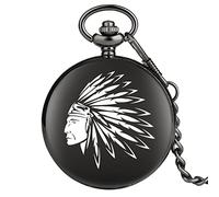 ADJAN Fatto a mano personalizzato nero Siamo tutti pazzi qui orologio da tasca al quarzo nero pendente catena regalo per uomini donne, antico
