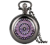 ADJAN Il rosone vetrata Notre Dame de Paris Cattedrale Orologio da tasca simbolo del patrimonio culturale di Parigi Oggetti da collezione unici, nero