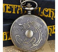 ADJAN Moda cinese Dragon Design bronzo quarzo Pocket Watch Retro Uomini donne pendente regali