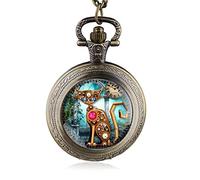 ADJAN Nero/Argento/Bronzo Vintage Steampunk Cat Locket Collana Quartz Pocket Watch Pendente Regalo per Uomini Donne, HB800,6