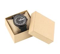 ADJAN Orologio da Uomo Scava Fuori Chic Semplice Quadrante al Quarzo Cinturino in Pelle Morbida Maschile Fibbia ad ardiglione Orologio Casual in Legno Regali per Padre Marito, Orologio con Scatola A