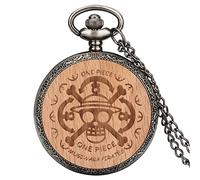 ADJAN Romantico VORREI POTER TORNARE INDIETRO NEL TEMPO Testo sull'orologio da tasca al quarzo in legno Orologio da tasca personalizzato inciso al 100% con catena della collana, Rufy