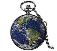 ADJAN Unico La mappa della Terra Atlantic Stampa Vintage Nero Quarzo Pocket Watch Uomo Donna Pendente Collana Ore Orologio Gioielli Regali