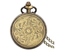ADJAN Vintage bronzo cinese retrò Tai Chi Gossip Banish Bad Luck Quartz Pocket Watch Collana Pendente Best Friend Friendship Jewelry, Ssangyong