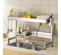 Adjuble Inless - Scolapiatti da lavello in acciaio, salvaspazio, scolapiatti da cucina Lar Capaci per un'asciugatura efficiente dei piatti e Sto Solut