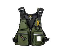 Adjustable Adult Fly Fishing Life Vest with High Buoyancy, Breathable Mesh Fabric, Multiple Zipper Pockets for Secure Storage, for Kayaking, Boating, Swimming, Paddle Boarding(Green)