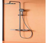Adjustable Bathroom Shower Set4Outlet Copper Handheld Spray & Top Fall Showerhead Large Size White Round Design for Home Use Modern Faucet Fixture
