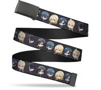 Adjustable Belt, Clamp Buckle, Cut-to-Fit, Black Butler Six Chibi Characters Pos