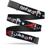 Adjustable Belt, Clamp Buckle, Cut-to-Fit, Friday the 13th Jason Mask and Splatt
