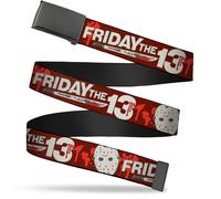 Adjustable Belt, Clamp Buckle, Cut-to-Fit, Friday the 13th Mask and Machete Icon