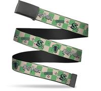 Adjustable Belt, Clamp Buckle, Cut-to-Fit, Harry Potter Slytherin Icons Checker