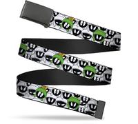 Adjustable Belt, Clamp Buckle, Cut-to-Fit, Marvin the Martian Faces Stacked Whit