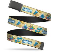 Adjustable Belt, Clamp Buckle, Cut-to-Fit, The Smurfs Beach Day Fun Scene and Ti