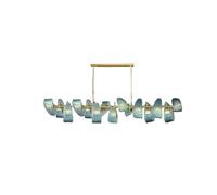 Adjustable Blue Pendant Light Glass Brass Luster Chandelier For Villa Hotel Staircase Dimmable Lighting Fixture