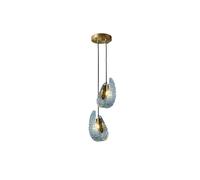 Adjustable Blue Pendant Light Glass Brass Luster Chandelier For Villa Hotel Staircase Dimmable Lighting Fixture