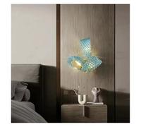 Adjustable Blue Pendant Light Glass Brass Luster Chandelier For Villa Hotel Staircase Dimmable Lighting Fixture
