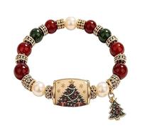 Adjustable Christmas Beaded Bracelet, Holiday Jewelry Gift For Womens