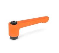 Adjustable clamping lever straight, with bore B6mm / orange