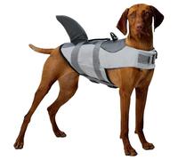 Adjustable Dog Life Vest with Soft Handle Pet Floatation Life Vest Swimming Pool, Beach, Boating Grey, s