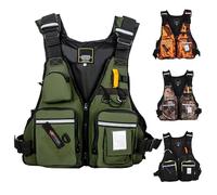 Adjustable Fly Fishing Swim Vest for Adults Men and Women, High Buoyancy Thickened with Multiple Pockets and Breathable Mesh for Kayaking, Boating, Swimming, Water Sports(MilitaryGreen)