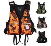 Adjustable Fly Fishing Swim Vest for Adults Men and Women, High Buoyancy Thickened with Multiple Pockets and Breathable Mesh for Kayaking, Boating, Swimming, Water Sports(OrangeCamouflage)