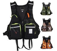 Adjustable Fly Fishing Swim Vest for Adults Men and Women, High Buoyancy Thickened with Multiple Pockets and Breathable Mesh for Kayaking, Boating, Swimming, Water Sports(Black)