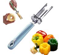 Adjustable Fruit And Vegetable Corers Tool,2-In-1 Stainless Steel Pepper Seed Corer Remover,For Apple,Bell Pepper,Pear,Red Dates,Quick And Easy Fruit Vegetable Deseeder For Kitchen (Blue)