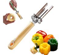 Adjustable Fruit And Vegetable Corers Tool,2-In-1 Stainless Steel Pepper Seed Corer Remover,For Apple,Bell Pepper,Pear,Red Dates,Quick And Easy Fruit Vegetable Deseeder For Kitchen (Yellow)