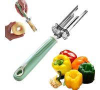 Adjustable Fruit And Vegetable Corers Tool,2-In-1 Stainless Steel Pepper Seed Corer Remover,For Apple,Bell Pepper,Pear,Red Dates,Quick And Easy Fruit Vegetable Deseeder For Kitchen (Green)