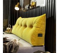 Adjustable Headboard Pillow Wedge for King Queen & Twin Beds Reading Support Cushion with Pocket Comfortable Back Support for Adults Yellow 180x50x20cm