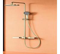 Adjustable Height Mixed Water Shower Set4 Outlet Handheld & Fall Showerhead Fine Copper White Round Design for Home Bathroom Faucets