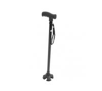 Adjustable Height Quad Cane Lightweight Retractable Senior Walking Stick with Anti Slip Handle and 4 Pronged Base for Mountaineering Support