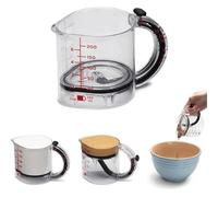 Adjustable Measuring Cup,caraffa graduata multifunzione con base di chiusura a raschietto, Misurino Regolabile, Design Salvaspazio, Facile da Pulire e Senza Spreco (1 PCS)