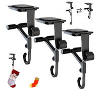 Adjustable No-Drill Hangers Mantle Hooks Christmas Decoration, Fireplace Stocking and Hanger, 2-in-1 Adjustable Hanger, Fits 0.5" to 8.5" Mantles, Holds up to 20 LBS (Black-3)