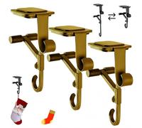 Adjustable No-Drill Hangers Mantle Hooks Christmas Decoration, Fireplace Stocking and Hanger, 2-in-1 Adjustable Hanger, Fits 0.5" to 8.5" Mantles, Holds up to 20 LBS (Gold-3)