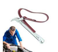Adjustable Oil Filter Wrench - Heavy Duty Strap with Flexible Rubber Loop Firm Grip on Cylindrical Filters and Pipes | Reliable Remover Puller Tool for Automotive Engine Maintenance Plumbing Wo