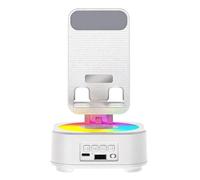 Adjustable Phone Speaker Stand, LED Phone Holder, ABS Desktop Mount for Music Listening, Home Office Bedroom School Use, PinkRed White Stylish Functional Gadget