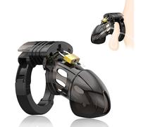 Adjustable Plastic Penis Cage Male Chastity Device, Small Chastity Cage, Gear Accessory for Man Penis Exercise (Black)