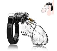 Adjustable Plastic Penis Cage Male Chastity Device, Small Chastity Cage, Gear Accessory for Man Penis Exercise (Transparent)