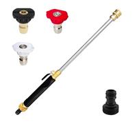 Adjustable Power Washer Wand Garden Hose Sprayer with 3 Nozzles Quick Connector, Heavy Duty High Pressure Water Spray Tool for Car Wash Patio Lawn Outdoor Cleaning Use, 3/4 inches