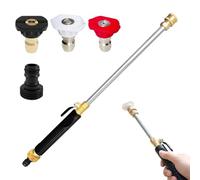 Adjustable Power Washer Wand, Quick Connector Garden Sprayer, 17 Inch Hose Attachment with 3 Nozzles, Metal for Watering Tool, Outdoor Cleaning Gear Modern Design, Lawn Car Patio Washing for Home Use