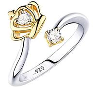 Adjustable Princess Crown Zircon Ring Wedding Engagement Ring Gift (Gold Color) Nice processing